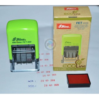 Con dấu ngày tháng năm có sẵn mực thường đóng lên giấy - HÀNG NHẬP KHẨU PET-300 hiệu SHINY