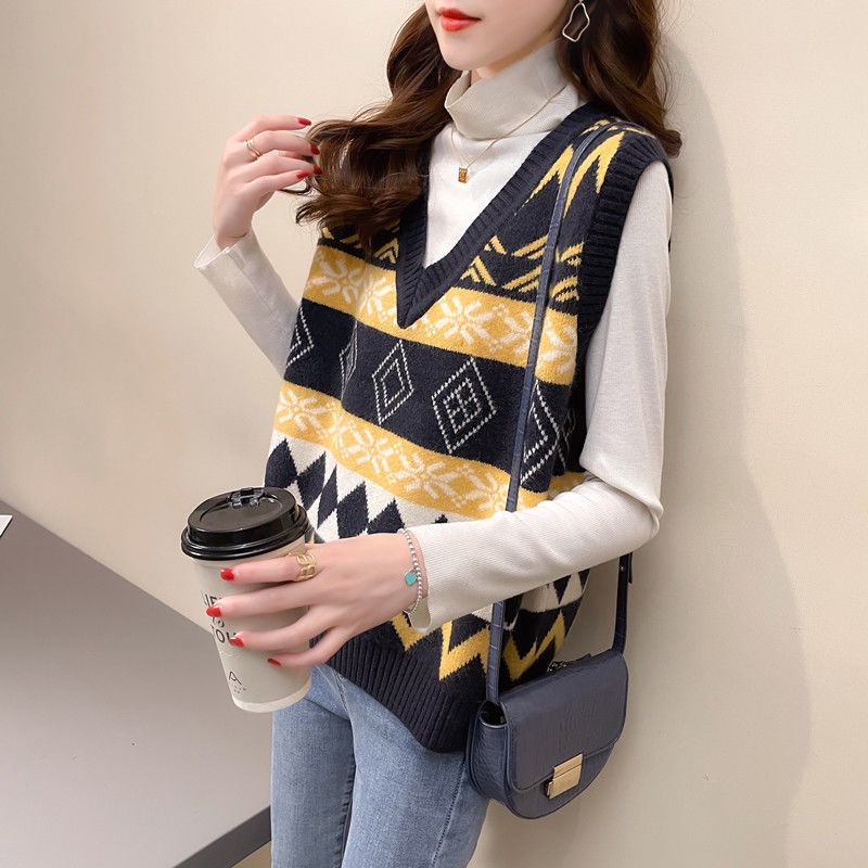 Áo len gile ( gi lê ) nữ thổ cẩm hàng Quảng Châu cao cấp thu đông 2021 | BigBuy360 - bigbuy360.vn