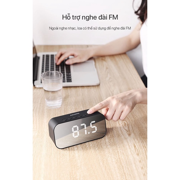 Loa Bluetooth ⚡FreeShip⚡  ACOME A5 5W Màn Hình LED Đồng Hồ Báo Thức - Hỗ Trợ Thẻ Nhớ &amp; Nghe FM
