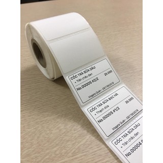 Cuộn giấy in tem trà sữa, in mã vạch decal tự dán 30x50 mm