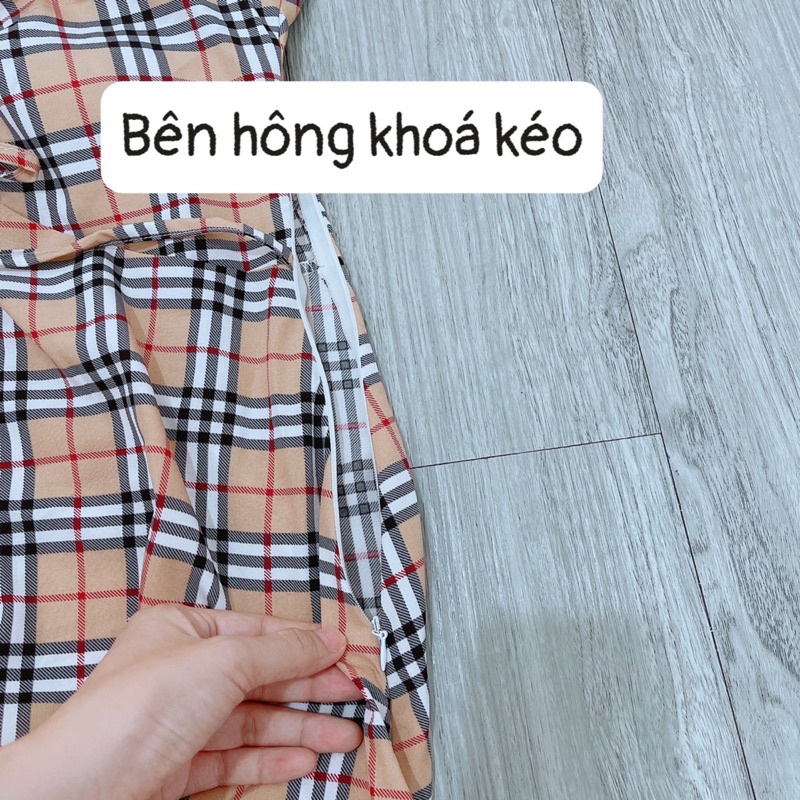 Đầm hoa nhí dây rút tay phồng