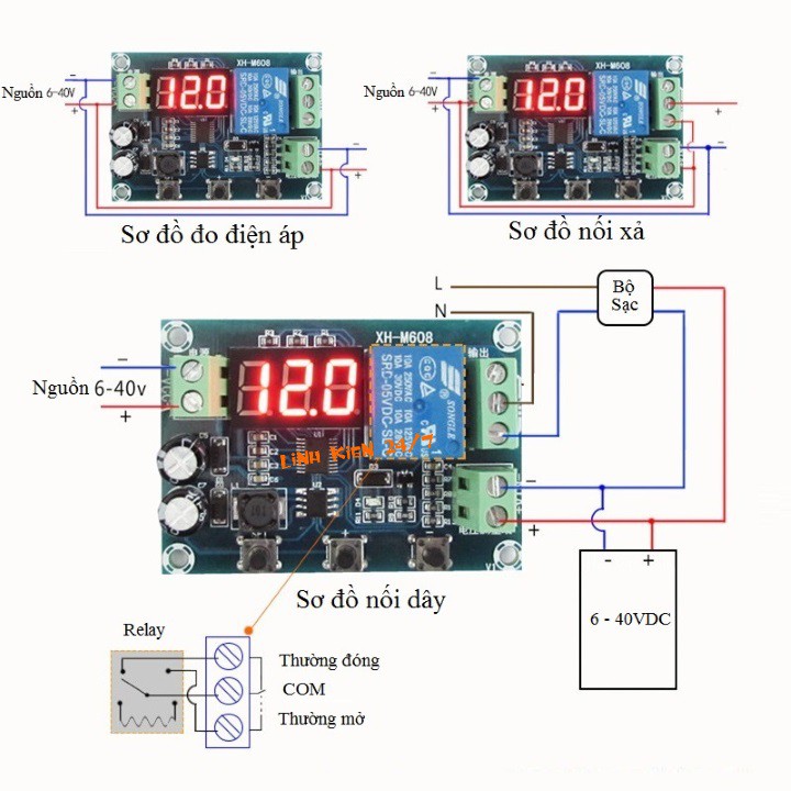 Mạch Quản Lý Sạc Xả Pin, Ắc Quy Tự Ngắt 6-40V XH-M608