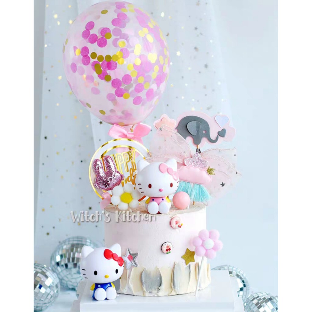 Bóng Kim Tuyến Trang Trí Bánh Bóng bay hình Tròn Tim màu Vàng Bạc Xanh Hồng Đen Ngũ Sắc