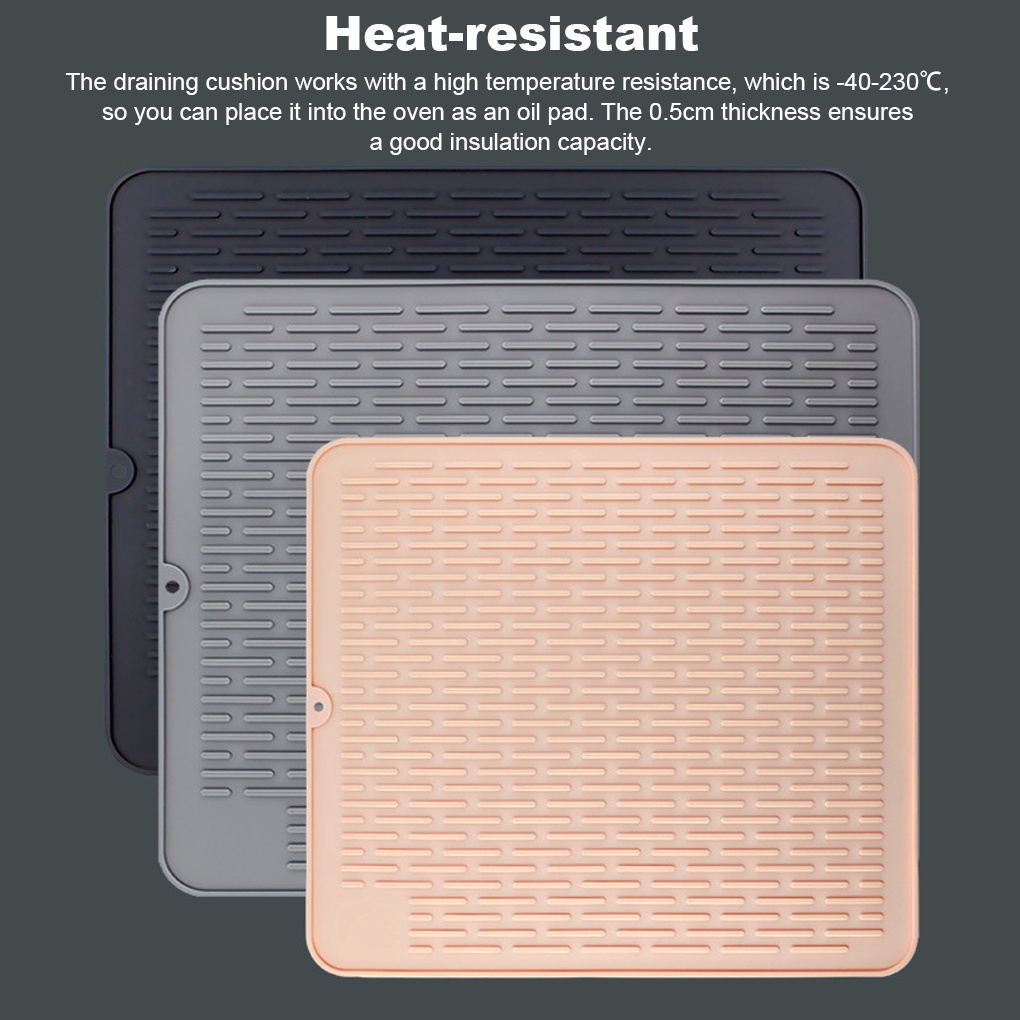 Thảm Phơi Khô Chén Dĩa Ráo Nước Bằng Silicon Chống Trượt Cách Nhiệt Kích Thước 45 * 40cm