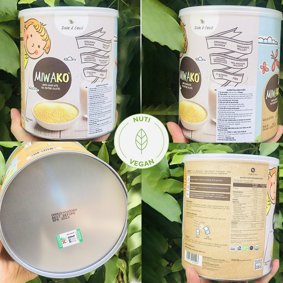 Sữa Organic MIWAKO nhập khẩu Malaysia, hộp 700g Vị Gạo, Sữa Hạt Hữu Cơ Không Chứa Đậu Nành - Nuti Vegan