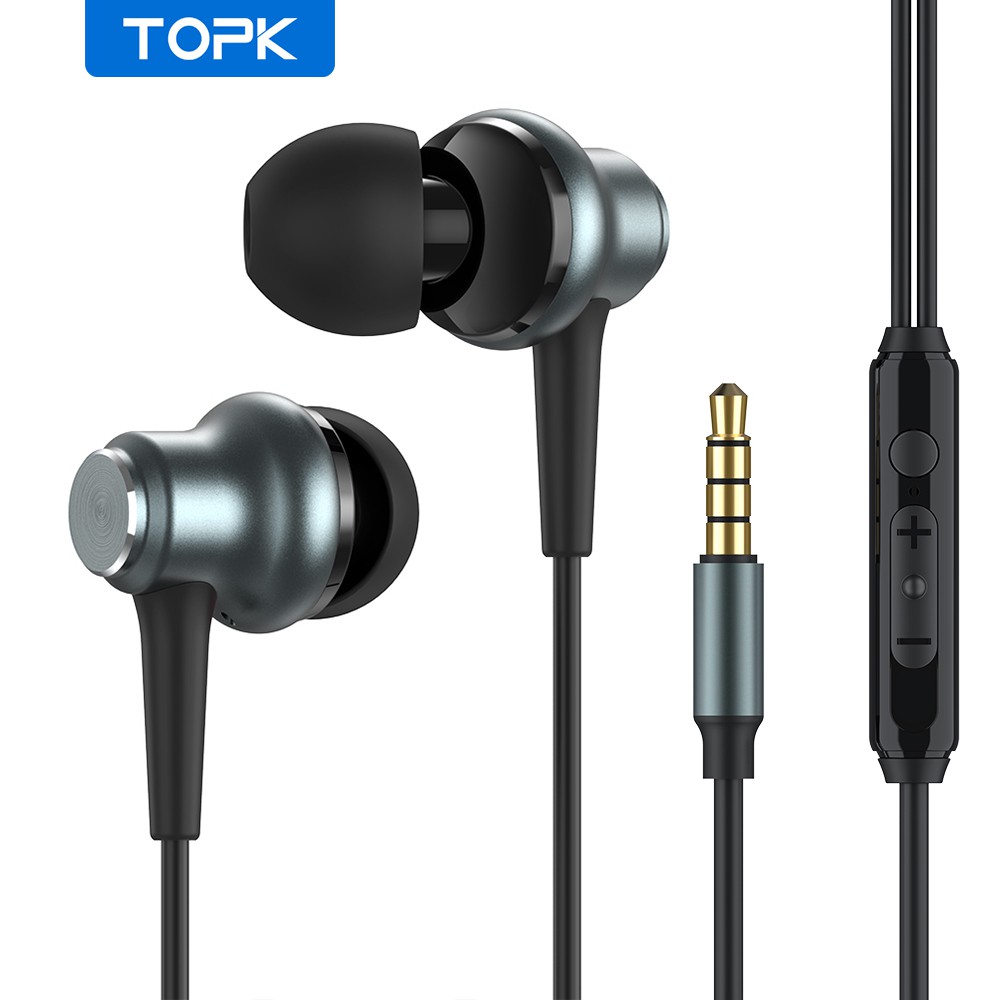  Tai Nghe Nhét Tai TOPK F37 Giắc Cắm 3.5mm Bằng Hợp Kim Nhôm Âm Thanh Nổi Tích Hợp Mic