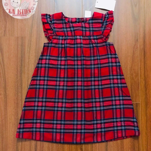 Váy kẻ caro đỏ sz 6-9 HM authentic
