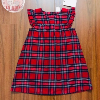 Váy kẻ caro đỏ sz 6-9 HM authentic