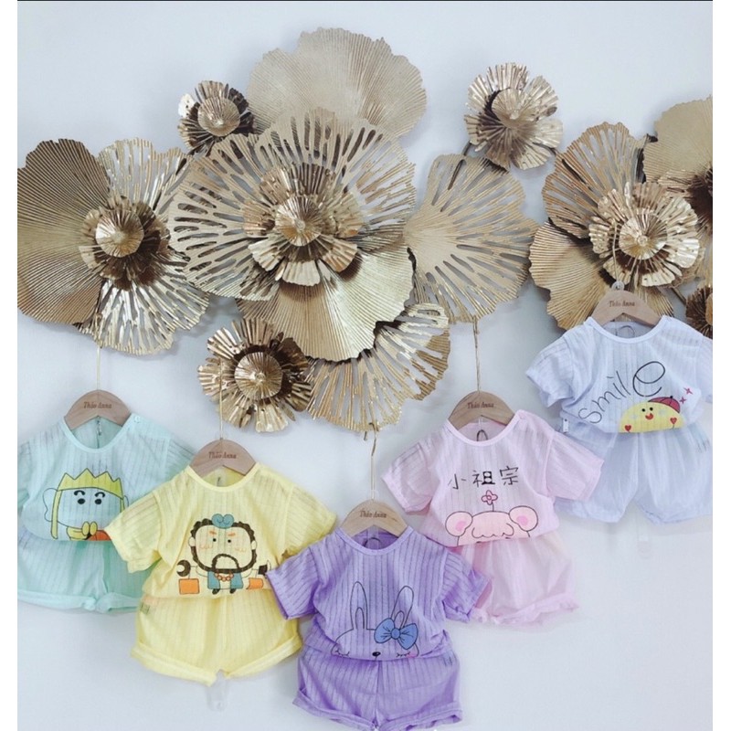 đồ bộ cho bé trai và gái vải cotton giấy mặc thoáng mát cho bé sơ sinh từ 3-16kg