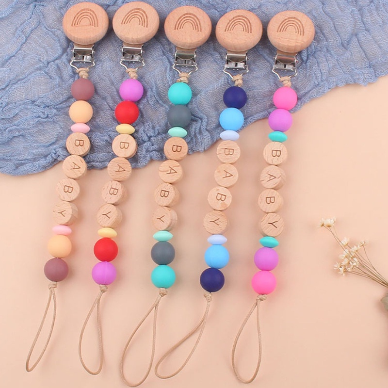 Set 2 Dây Đeo Núm Vú Giả Màu Cầu Vồng Cho Bé Sơ Sinh Giá Đỡ