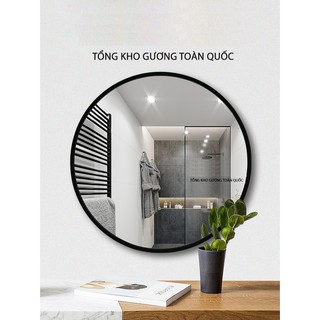 💎 GƯƠNG TRÒN VIỀN THÉP SƠN TĨNH ĐIỆN ĐEN 💎