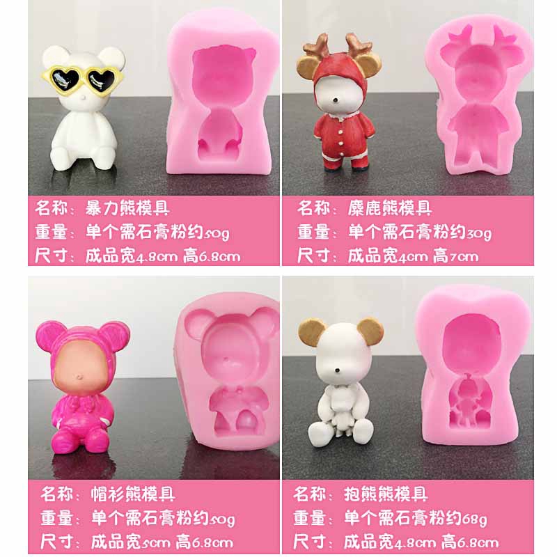 Khuôn Silicon Làm Bánh Kẹo Hình Gấu teddy 15 Kiểu Siêu Dễ Thương