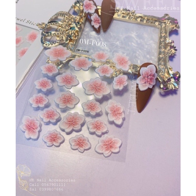 Sticker nail, stick nổi 5D các mẫu siêu HOT dán móng lung linh