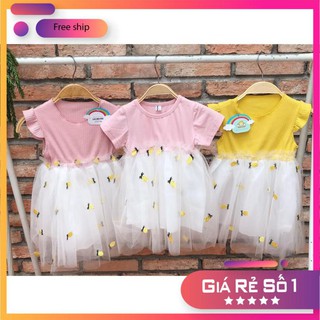 [Free ship - Ảnh thật tự chụp] Váy babydoll voan thêu quả dứa siêu xinh siêu mát rực rỡ nắng hè [HÀNG SIÊU CÂP]