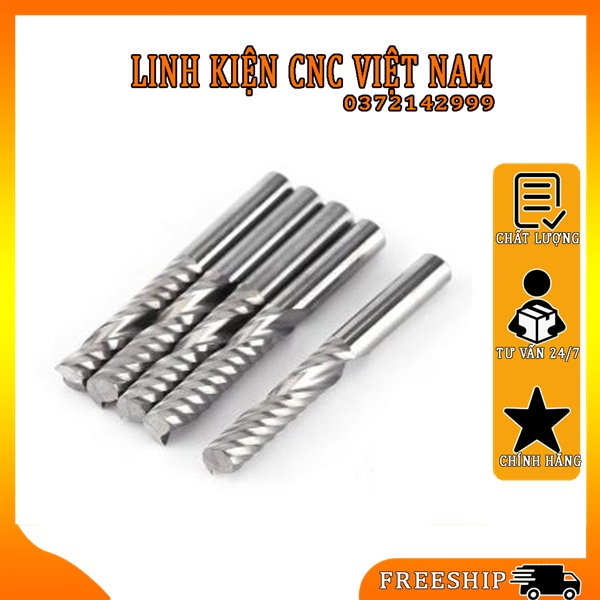 Mũi cắt dao cắt cnc -dao cắt 1 me xoắn cán 4mm*45 lưỡi 22 và 4*60*32  thép nhập khẩu