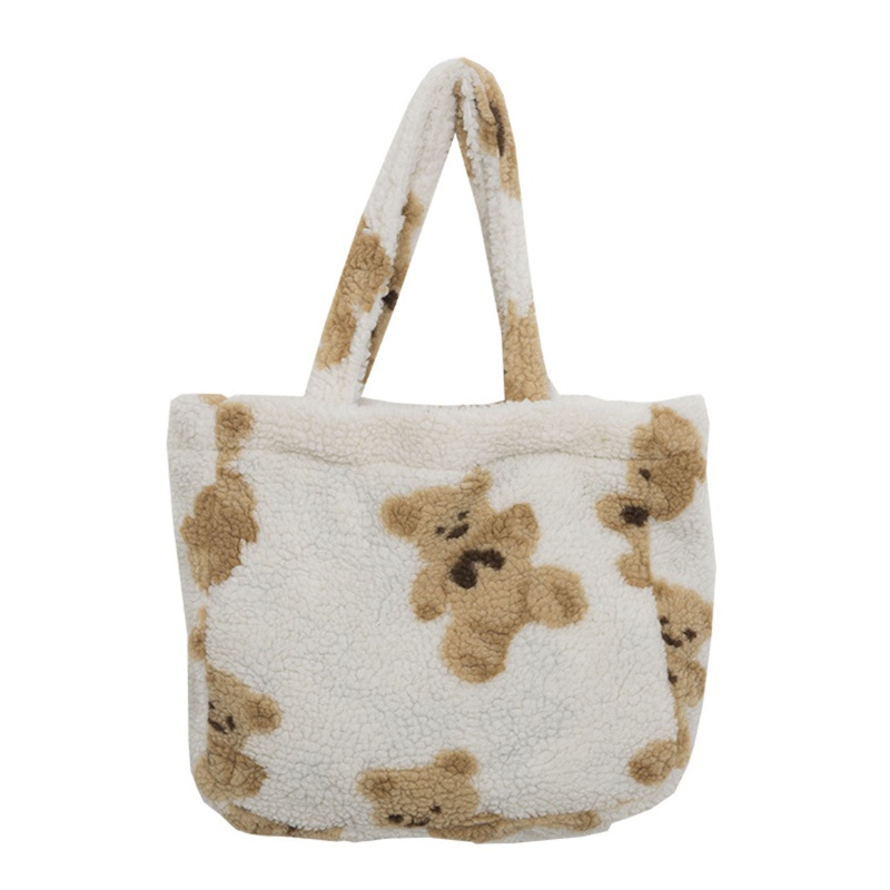 Túi Đeo Vai Bằng Vải Lông Cừu Hình Gấu Dễ Thương Thời Trang Mùa Đông Dành Cho Bạn Nữ