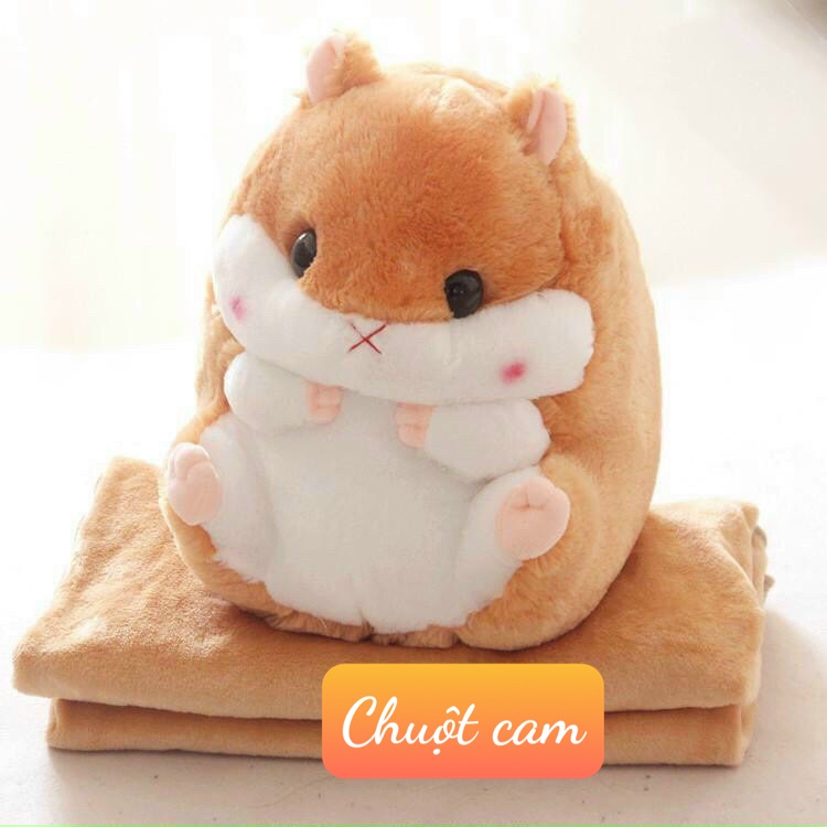 Thú nhồi bông kèm chăn hè tiện dụng trong nhiều hoàn cảnh, họa tiết -Heo hồng dễ thương