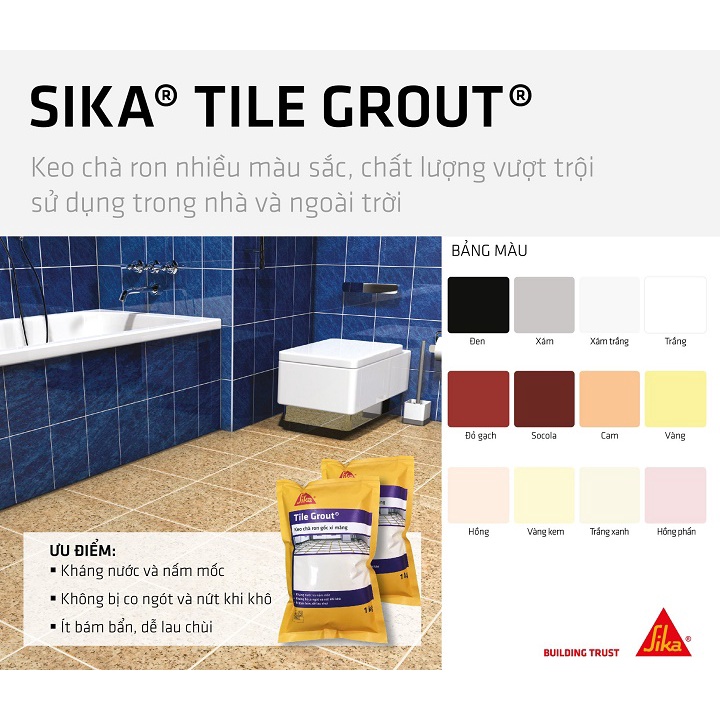Bột chít mạch, Bột chà ron gốc Xi măng - Sika Tilegrout S125  - Túi 1kg