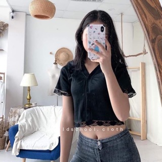 CROPTOP LEN TĂM VIỀN REN (ảnh thật/sẵn)