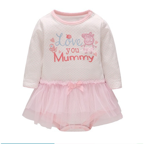 Váy Body tiểu thư Love đầy tháng/thôi nôi bé gái 0-24m ss