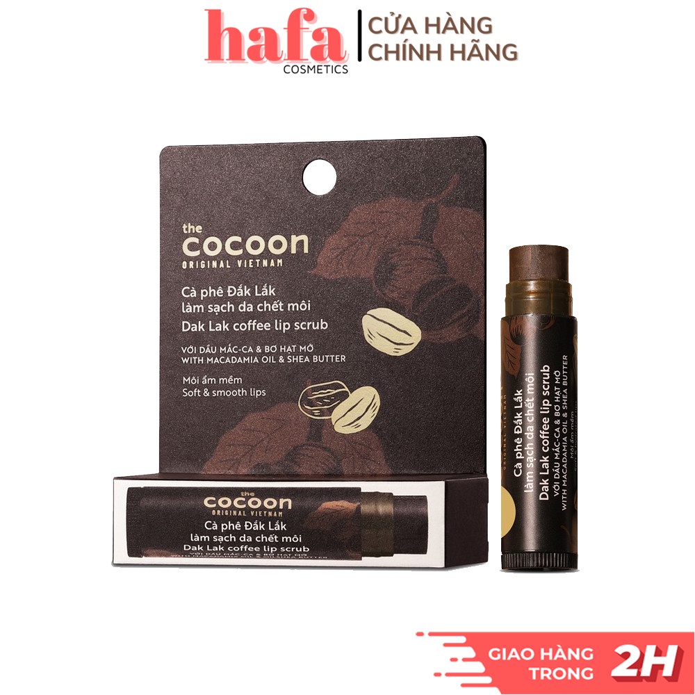 Tẩy da chết môi cà phê Đắk Lắk Cocoon môi ẩm mềm 5g Dak Lak Coffee Lip Scrub