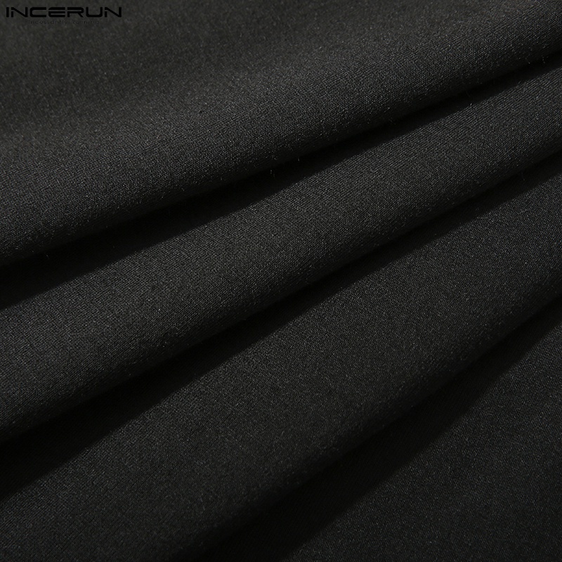 Áo thun INCERUN tay ngắn thiết kế ghép phối sọc kiểu mùa hè cho nam