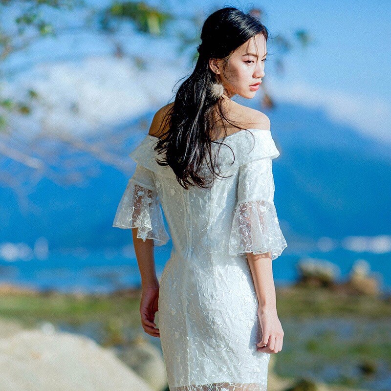 [9.9 SALE 90K] Đầm body ren thêu hoa Quảng Châu cao cấp Đầm dạ hội