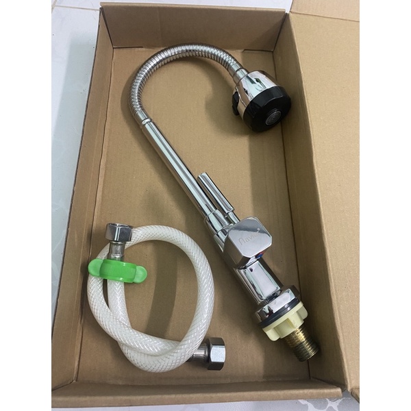 Vòi rửa chén lạnh, vòi rửa bát, vòi rửa chén inox 304 cần mềm lò xo bóng cao cấp Navier