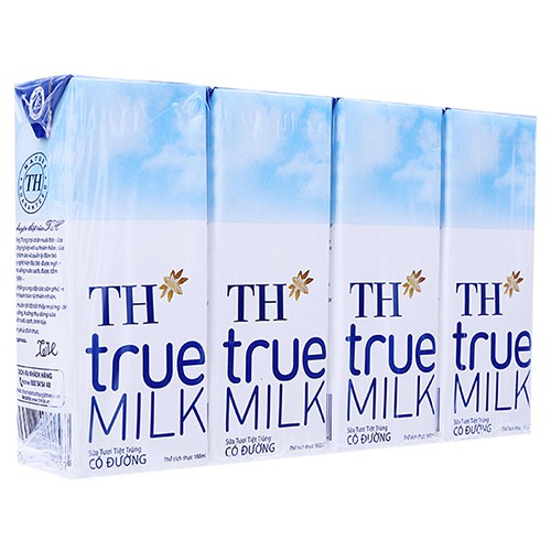 Combo 2 lốc sữa tươi tiệt trùng th true milk có đường 180ml x4 hộp