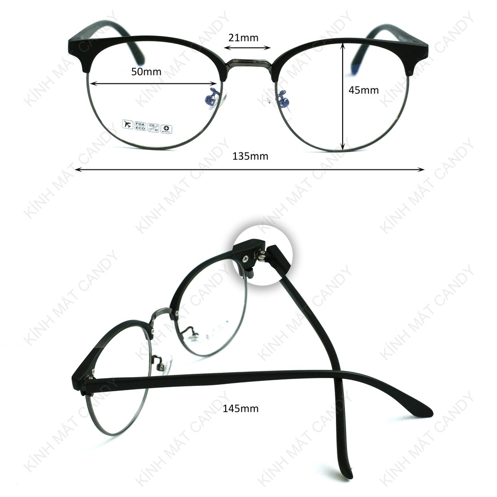 Gọng kính cận tròn nam nữ 6214 – Kính mắt Candy