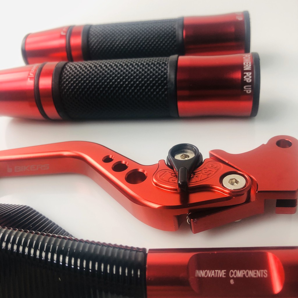 COMBO_Bộ bao tay gù ý + 1 tay thắng cơ + 1 gương chiếu hậu 5 cạnh cao cấp_màu da cam_motorsaigon