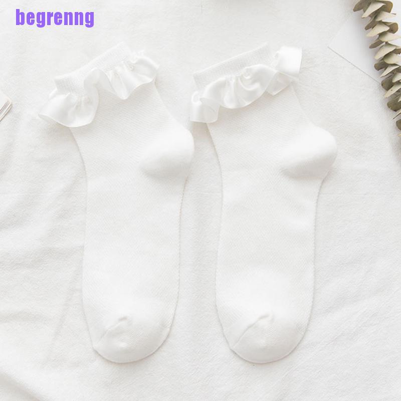 beg Cute Socks Lolita Ruffle White Frilly Ruffle Princess Socks Woman Happy Socks