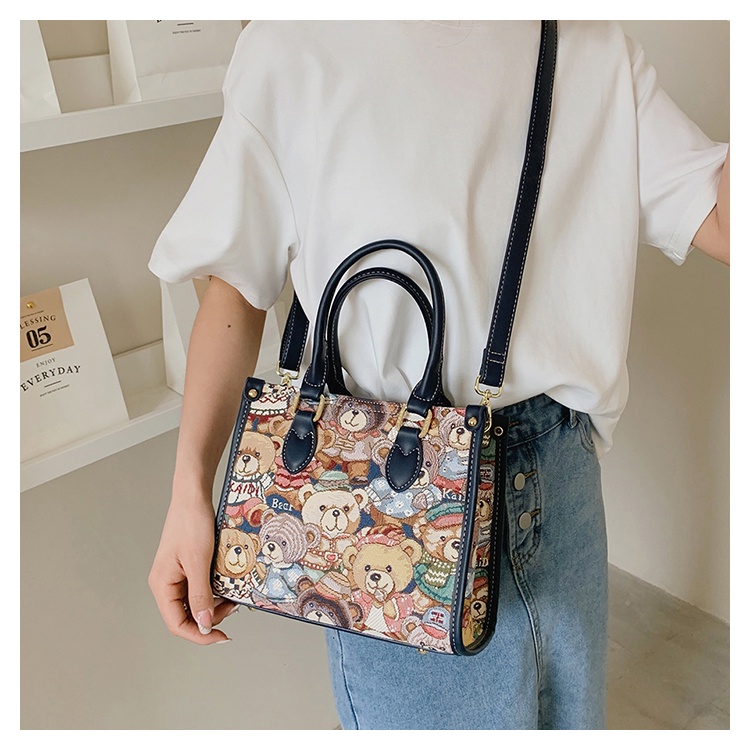 Túi Đeo Chéo Hình Gấu Hoạt Hình Nhiều Màu Phong Cách Retro Cho Nữ