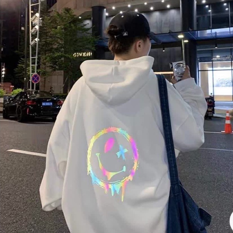 Áo HODIE PHẢN QUANG mặt cười dáng rộng unisex