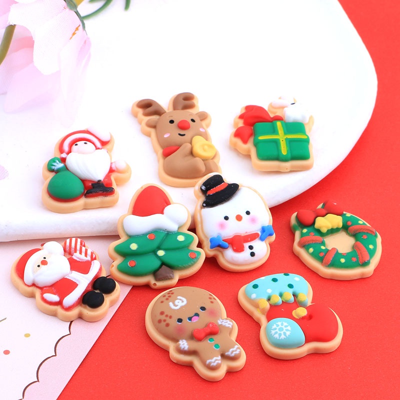 Set 10 Kẹp Tóc Hình Người Tuyết Bằng Nhựa Resin Trang Trí Điện Thoại / Tủ Lạnh DIY