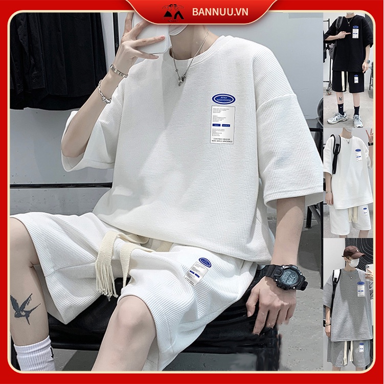 đồ bộ thể thao nam thời trang bông đồ bộ thể thao nữ phong cách Hàn Quốc áo thun nam unisex quần ngắn nam from rộng set nam