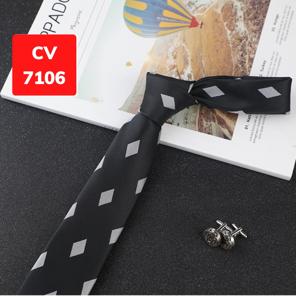 Cravat Nam cỡ trung 7cm cao cấp nhiều mẫu lựa chọn, cà vạt chú rể, Cavat dự tiệc, Calavat công sở CV-7106