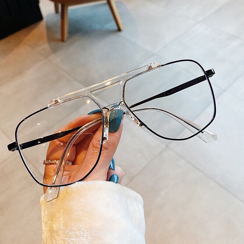 Mắt Kính Gọng Lớn Tròng Lục Giác Chống Ánh Sáng Xanh Thời Trang Mới 2020 Cho Nam