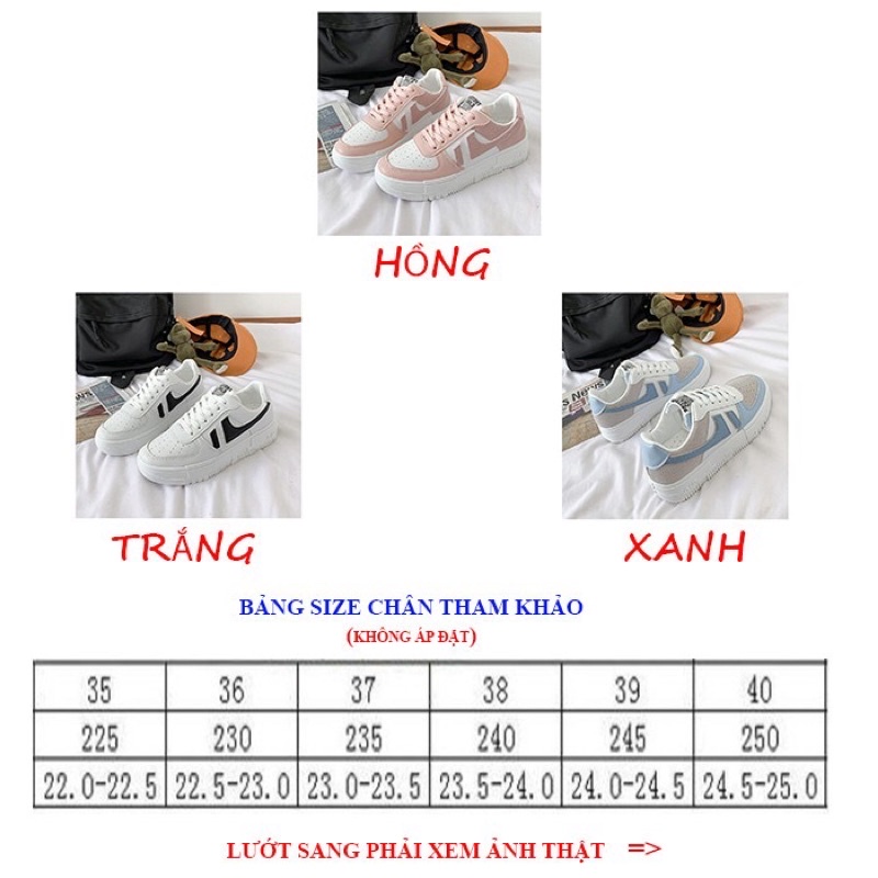 Hàng sẵn giày thể thao nữ phối màu đủ 3 màu trắng , xanh , hồng đủ size 35-39