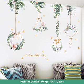 Tranh dán tường trang trí ký túc xá, phòng ngủ, phòng khách sofa (mẫu HT06: Vườn cổ tích)