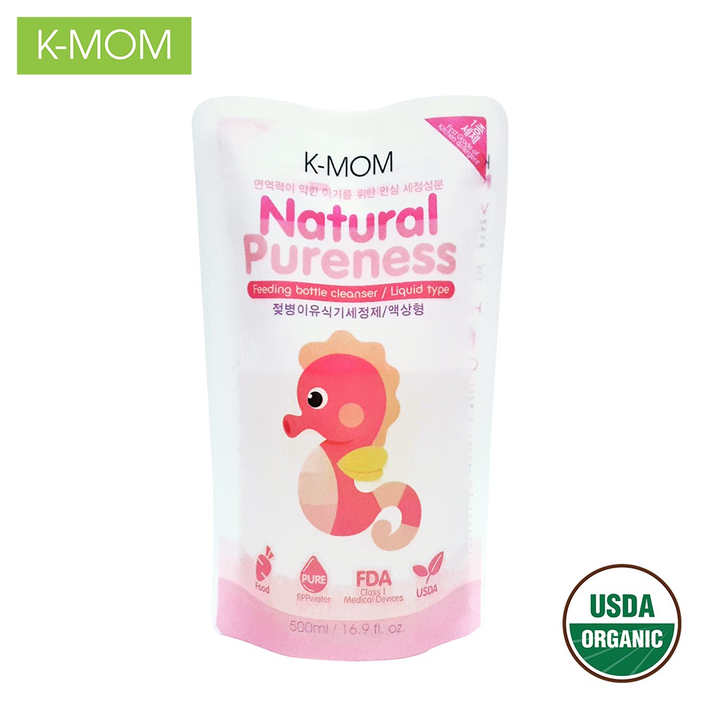 Nước rửa bình &amp; rau quả hữu cơ K-Mom Hàn Quốc dạng túi (500ml)