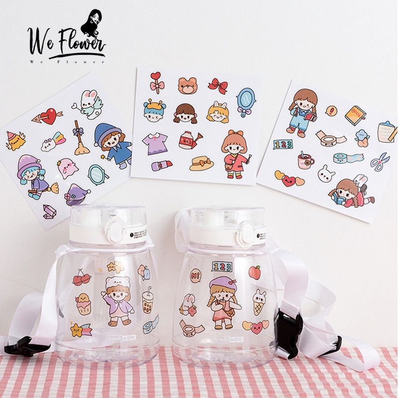 Tấm sticker WE FLOWER chống thấm nước họa tiết hoạt hình dùng trang trí Diy