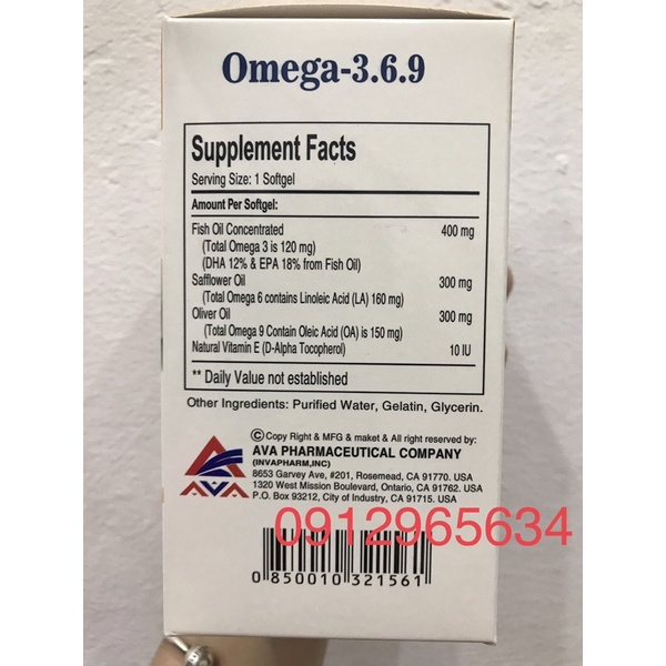Omega 369 bentoc nhập khẩu nguyên hộp từ Mỹ bổ sung dưỡng chất bảo vệ sức khoẻ sáng mắt đẹp da ngăn lão hoá
