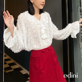 Áo trắng ren bèo ngực edini - a1235