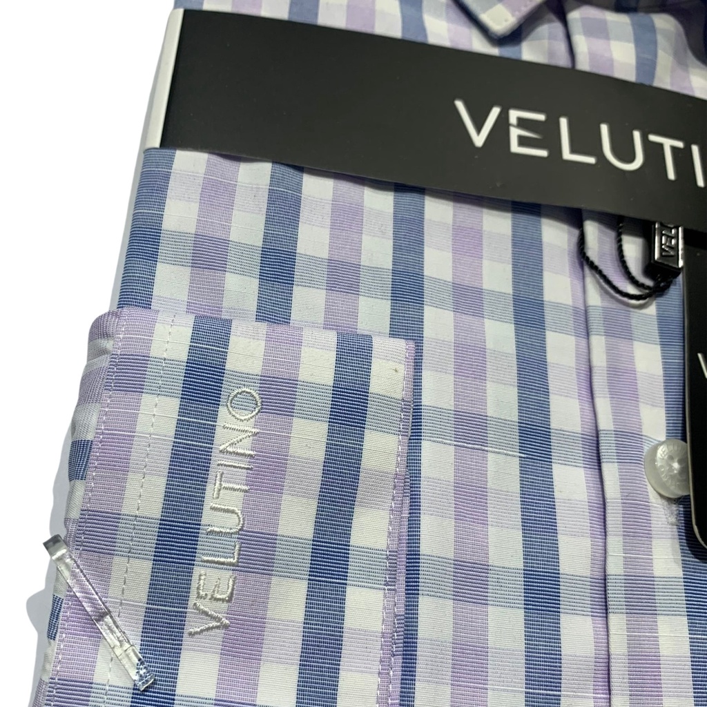 Áo sơ mi nam Velutino dài tay kẻ caro dáng vừa công sở sang trọng