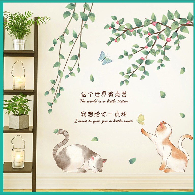 Decal giấy dán tường [MẪU MỚI] Decan Mèo Cưng