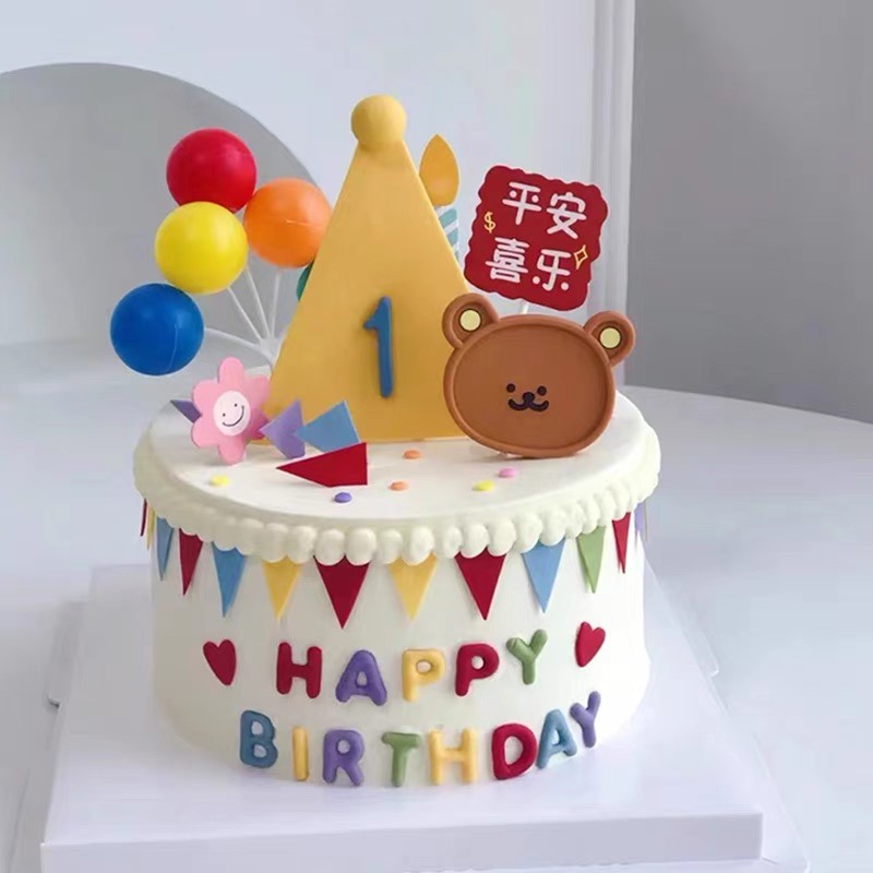 Gấu Bông Hoạt Hình Bằng Nhựa Mềm Đáng Yêu Trang Trí Bánh Kem