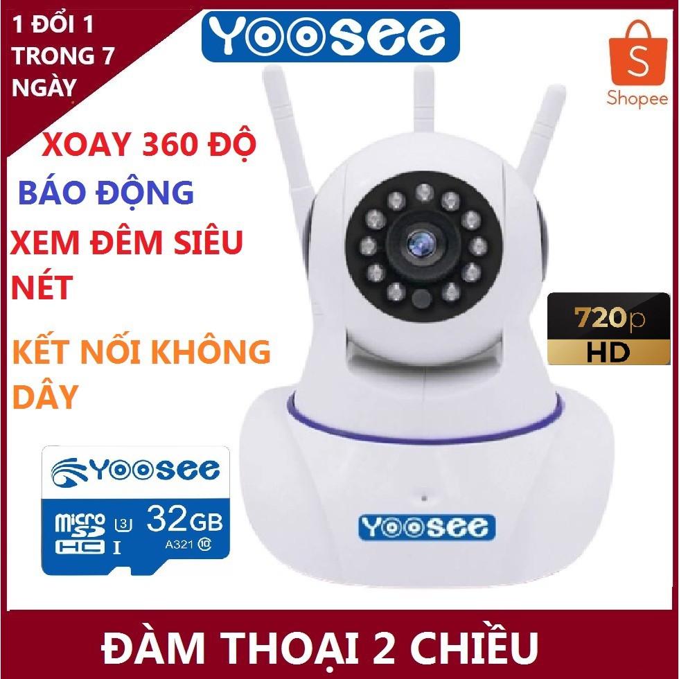 camera yoose 3 râu quay 360 độ + tặng thẻ nhớ 128gb - tích hợp đàm thoại 2 chiều - phát hiện chuyển động, chống trộm