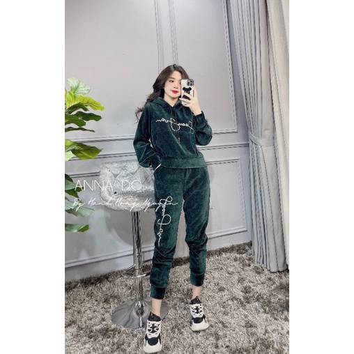 Bộ nhung thu đông hàng quảng châu cao cấp