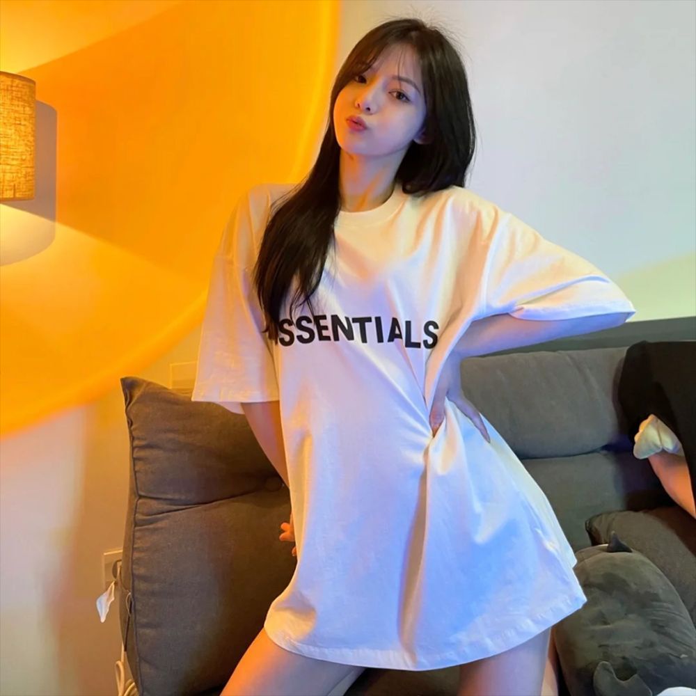 Áo thun cộc ess phom rộng dấu quần unisex - Áo thun suông phong cách vintage màu sắc cá tính ulzzang HOT